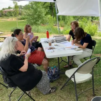 “Stitch our Stories” workshop at the Boulder Public LIbrary. Summer 2021